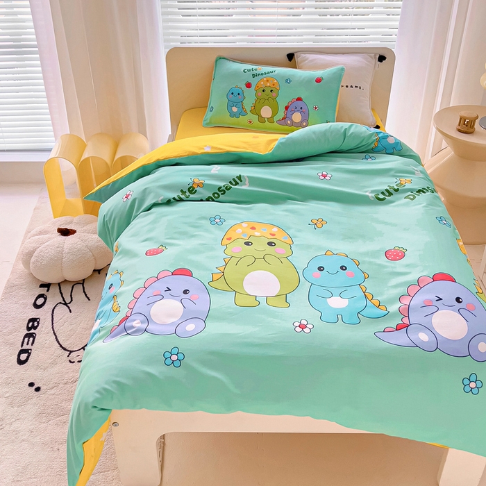 91家纺网 家纺一手货源 找家纺 乐秀 2025新款40S全棉13372幼儿园三件套六件套 恐龙小队