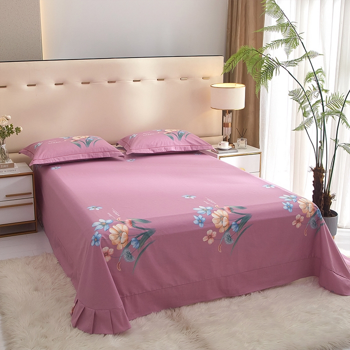 91家纺网 家纺一手货源 找家纺 格里芬家纺 2025新款全棉大版13372纯棉印花四件套 广凌-紫