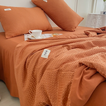 91家纺网 家纺一手货源 找家纺 （总）仟网汇 2024新款热款华夫格四件套-森语系列 夏被四件套