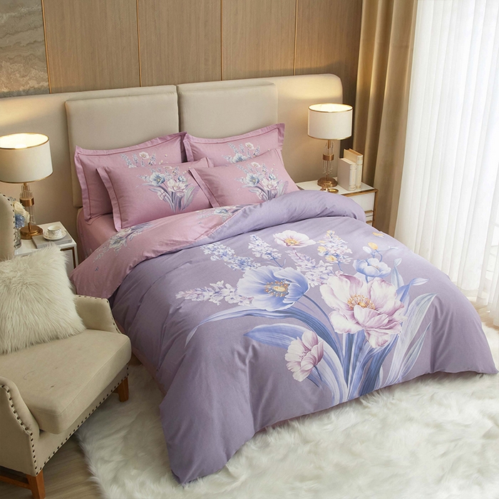 91家纺网 家纺一手货源 找家纺 格里芬家纺 2025新款全棉大版13372纯棉印花四件套 安娜