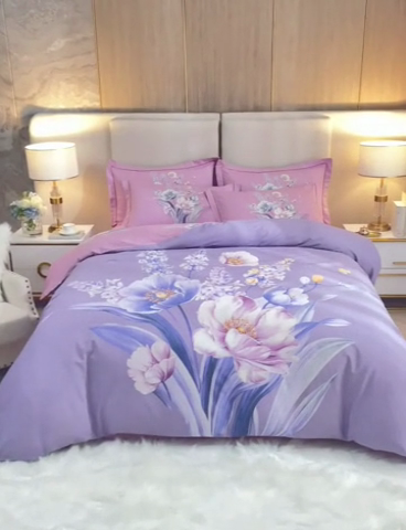 91家纺网 家纺一手货源 找家纺 格里芬家纺 2025新款全棉大版13372纯棉印花四件套 安娜