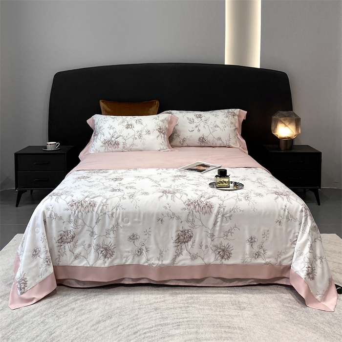 91家纺网 家纺一手货源 找家纺 朵美 2024新款50支天丝印花夏被 菊川傲雪