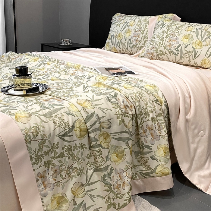 91家纺网 家纺一手货源 找家纺 朵美 2024新款50支天丝印花夏被 浣花