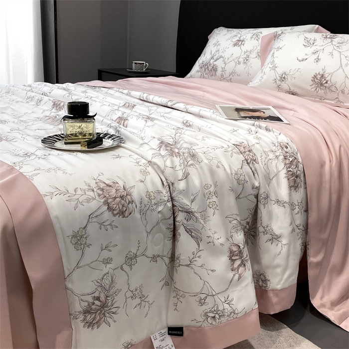 91家纺网 家纺一手货源 找家纺 朵美 2024新款50支天丝印花夏被 菊川傲雪