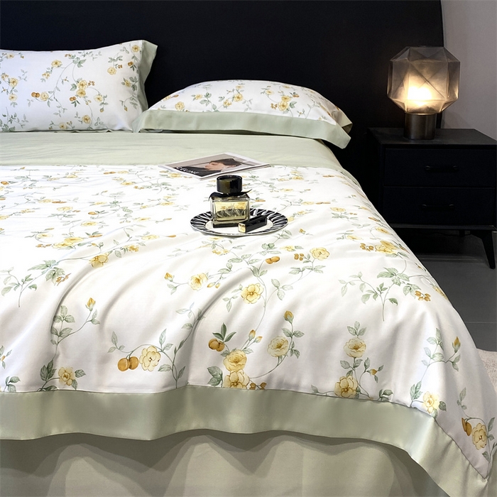 91家纺网 家纺一手货源 找家纺 朵美 2024新款50支天丝印花夏被 茶色山野