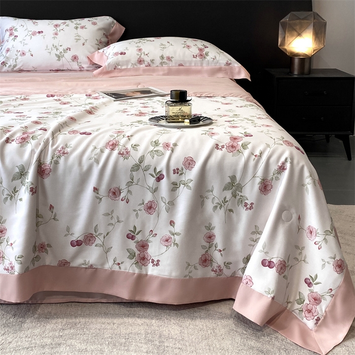 91家纺网 家纺一手货源 找家纺 朵美 2024新款50支天丝印花夏被 花西子