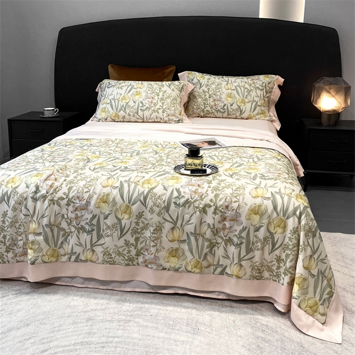 91家纺网 家纺一手货源 找家纺 朵美 2024新款50支天丝印花夏被 浣花