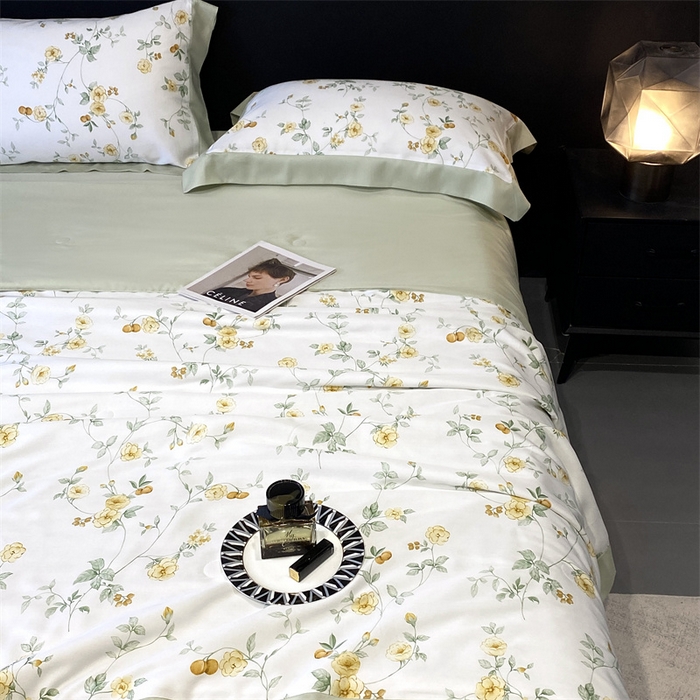 91家纺网 家纺一手货源 找家纺 朵美 2024新款50支天丝印花夏被 茶色山野