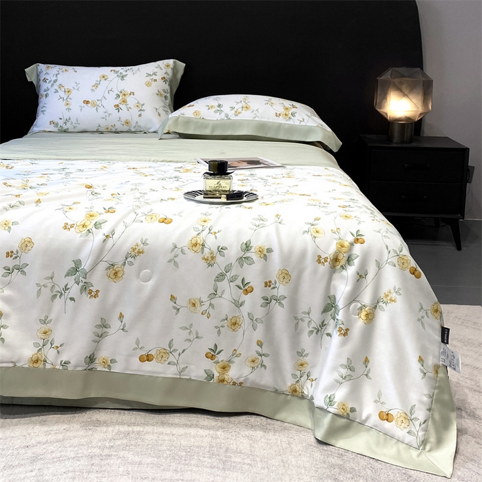 91家纺网 家纺一手货源 找家纺 朵美 2024新款50支天丝印花夏被 茶色山野