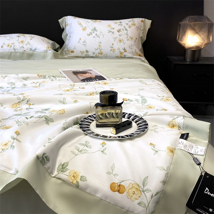 91家纺网 家纺一手货源 找家纺 朵美 2024新款50支天丝印花夏被 茶色山野