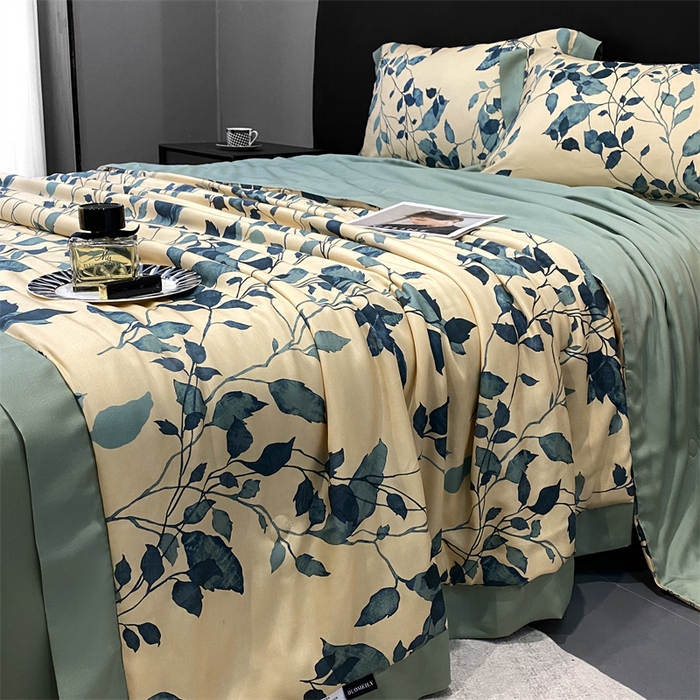 91家纺网 家纺一手货源 找家纺 朵美 2024新款50支天丝印花夏被 岸芷