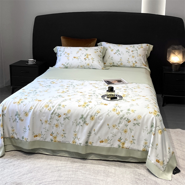 91家纺网 家纺一手货源 找家纺 朵美 2024新款50支天丝印花夏被 茶色山野