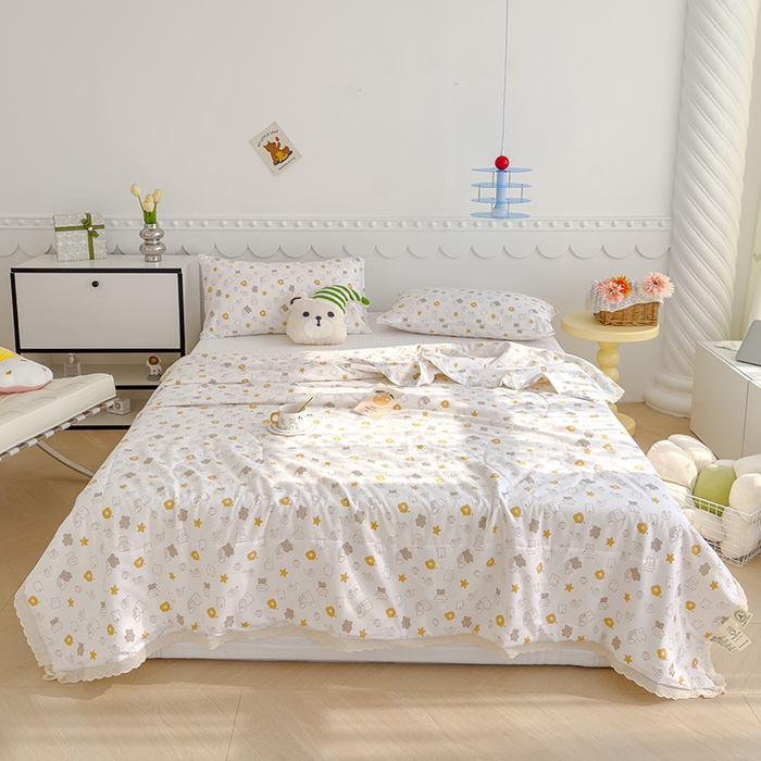 91家纺网 家纺一手货源 找家纺 芯恋家居 2025新品全棉绣花边工艺款全棉棉花夏被春秋被 浪漫之约