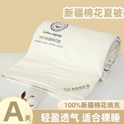 芯恋家居 2025新款水洗100％长绒棉新疆棉花夏被春秋被 月光白