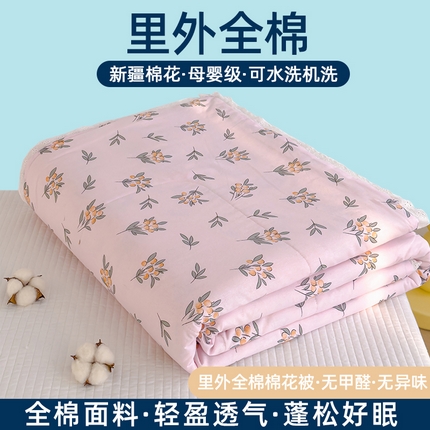 芯恋家居 2025新品全棉绣花边工艺款全棉棉花夏被春秋被 手绘浪漫