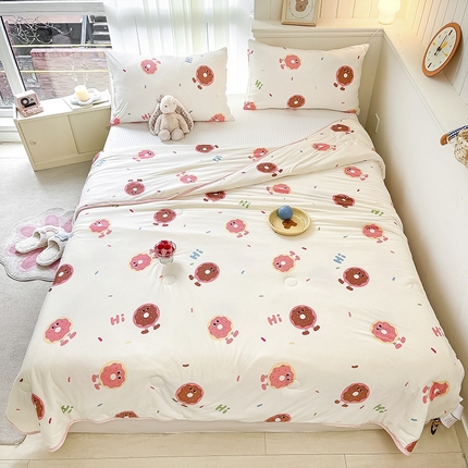 91家纺网 家纺一手货源 找家纺 桃子家居 2024新款A类高品质牛奶丝软糯针织棉夏被 针织棉-甜甜圈