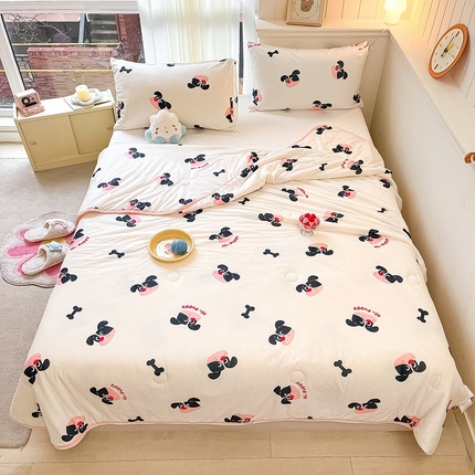 桃子家居 2024新款A类高品质牛奶丝软糯针织棉夏被 针织棉-恰恰狗