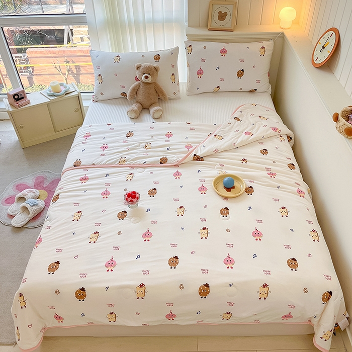 91家纺网 家纺一手货源 找家纺 桃子家居 2024新款A类高品质牛奶丝软糯针织棉夏被 针织棉-甜心饼干