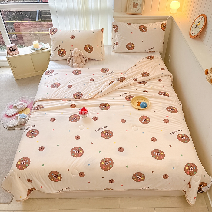 91家纺网 家纺一手货源 找家纺 桃子家居 2024新款A类高品质牛奶丝软糯针织棉夏被 针织棉-趣多多