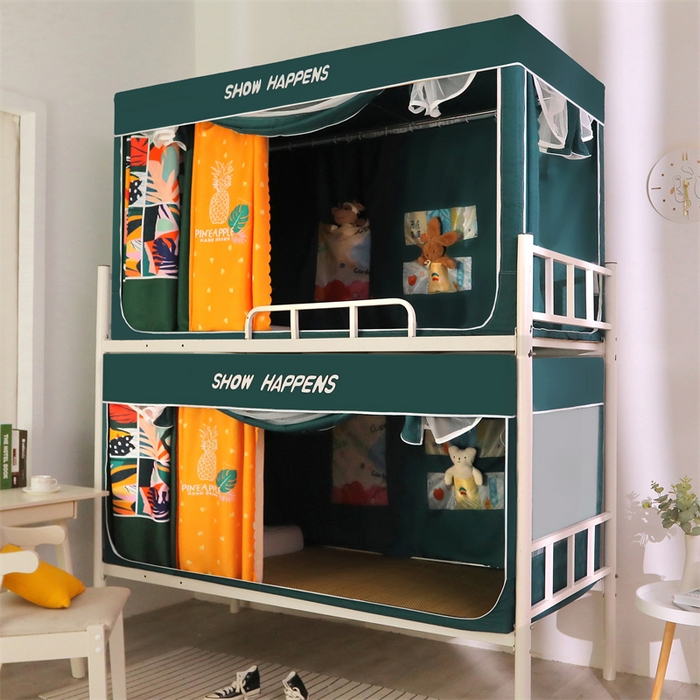 91家纺网 家纺一手货源 找家纺 卓尔居 2025新款学生一体式遮光窗帘蚊帐 菠萝