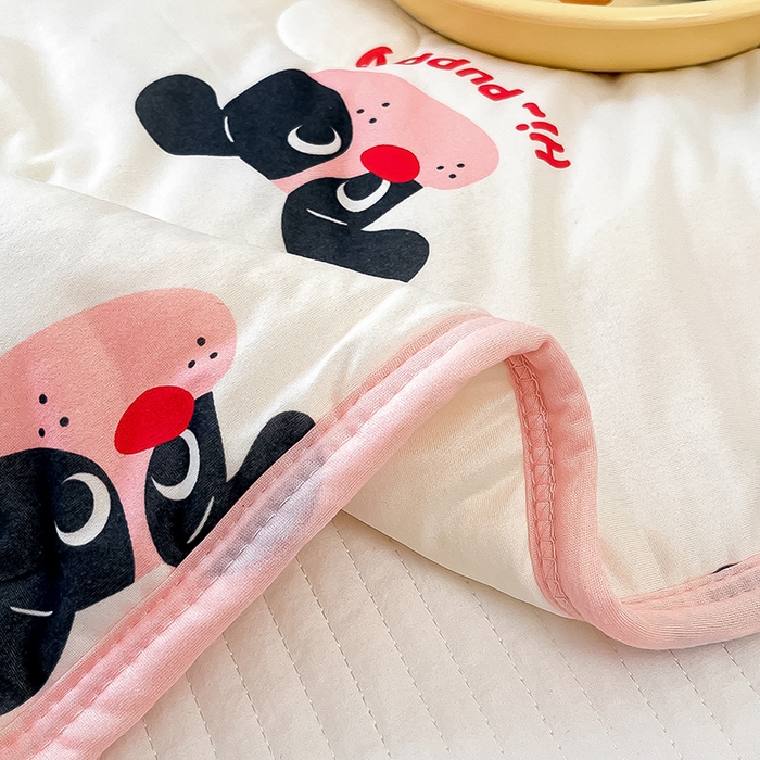 91家纺网 家纺一手货源 找家纺 桃子家居 2024新款A类高品质牛奶丝软糯针织棉夏被 针织棉-恰恰狗