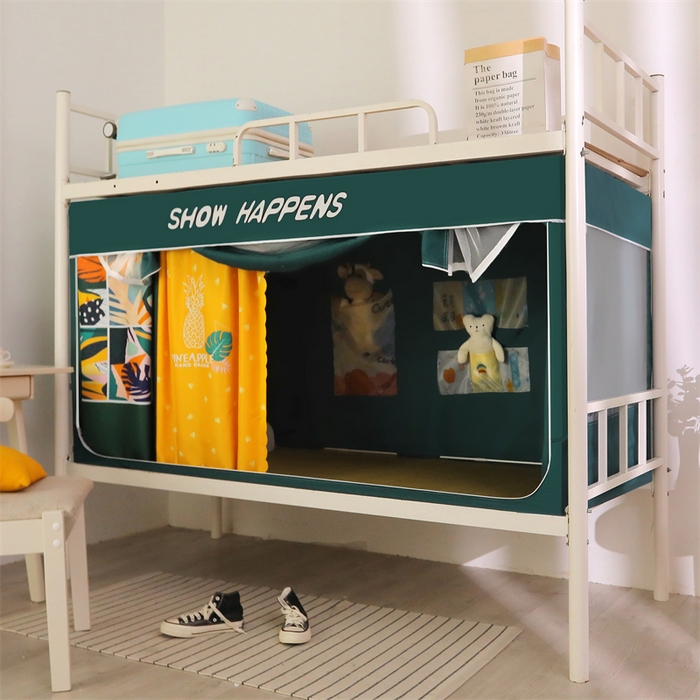 91家纺网 家纺一手货源 找家纺 卓尔居 2025新款学生一体式遮光窗帘蚊帐 菠萝