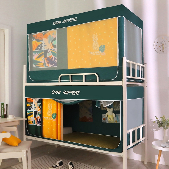 91家纺网 家纺一手货源 找家纺 卓尔居 2025新款学生一体式遮光窗帘蚊帐 菠萝