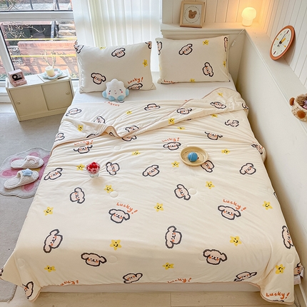 91家纺网 家纺一手货源 找家纺 桃子家居 2024新款A类高品质牛奶丝软糯针织棉夏被 针织棉-幸运狗