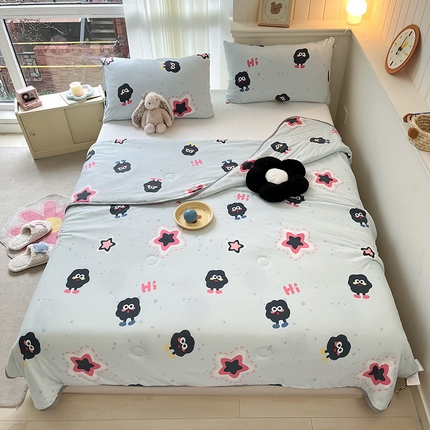 91家纺网 家纺一手货源 找家纺 （总）桃子家居 2024新款A类高品质牛奶丝软糯针织棉夏被