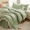 91家纺网 家纺一手货源 找家纺 丝印良品 2024新款四季款夹棉泡泡纱床裙床笠被套四件套 豆绿