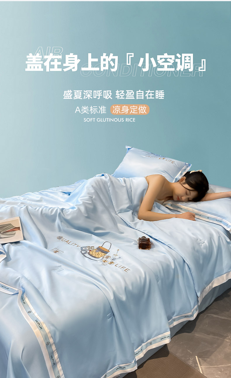 91家纺网 家纺一手货源 找家纺 （总）丝印良品 2025新款水洗真丝绣花床笠被套夏被四件套路易系列