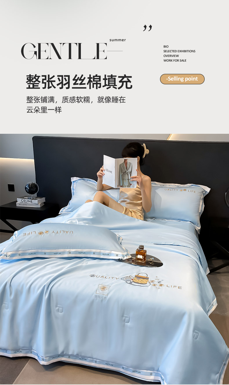 91家纺网 家纺一手货源 找家纺 （总）丝印良品 2025新款水洗真丝绣花床笠被套夏被四件套路易系列