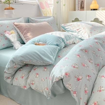 91家纺网 家纺一手货源 找家纺 芷凡家纺 2024新款水洗皱皱棉四件套 温茶