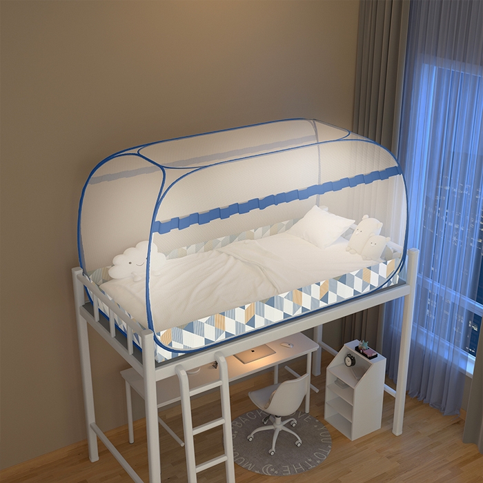 91家纺网 家纺一手货源 找家纺 佳梦家纺 2024新款学生款蒙古包蚊帐 几何蓝