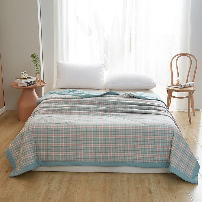 91家纺网 家纺一手货源 找家纺 暖阳 2025新款全棉色织棉花夏被 秋水