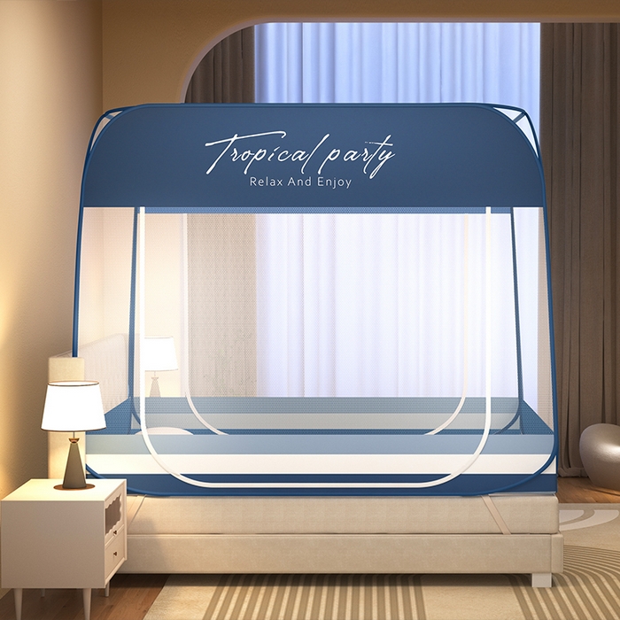 91家纺网 家纺一手货源 找家纺 （总）佳梦家纺 2024新款大顶印花时尚款蒙古包双开门免安装蚊帐