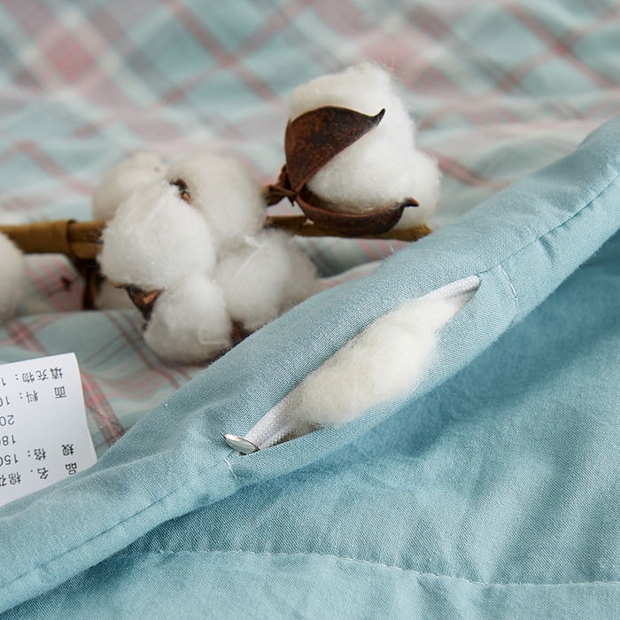 91家纺网 家纺一手货源 找家纺 暖阳 2025新款全棉色织棉花夏被 秋水