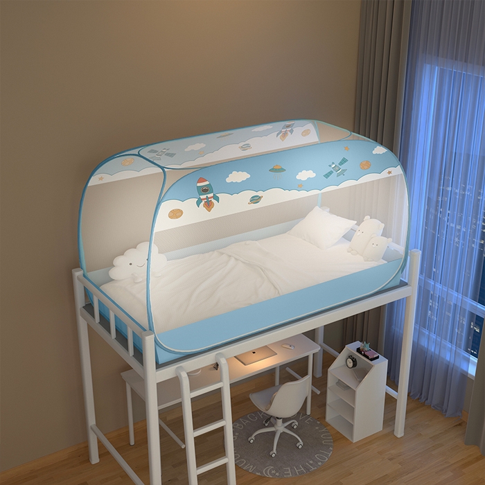 91家纺网 家纺一手货源 找家纺 佳梦家纺 2024新款学生款蒙古包蚊帐 太空蓝