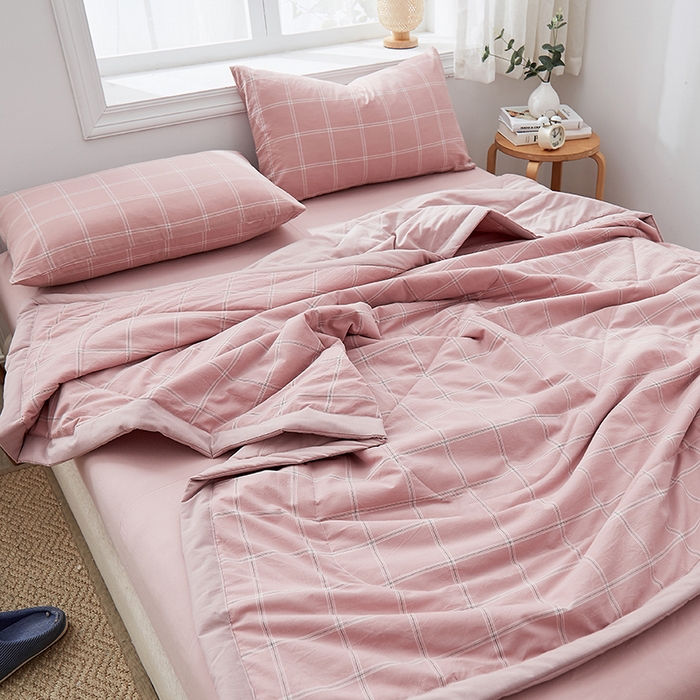 91家纺网 家纺一手货源 找家纺 暖阳 2025新款全棉色织棉花夏被 浅柔