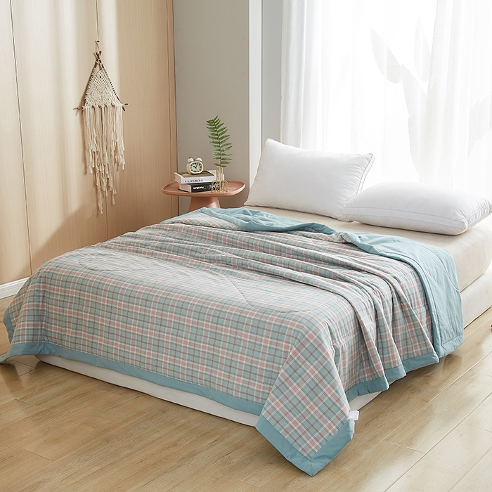 91家纺网 家纺一手货源 找家纺 暖阳 2025新款全棉色织棉花夏被 秋水