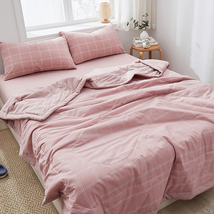 91家纺网 家纺一手货源 找家纺 暖阳 2025新款全棉色织棉花夏被 浅柔