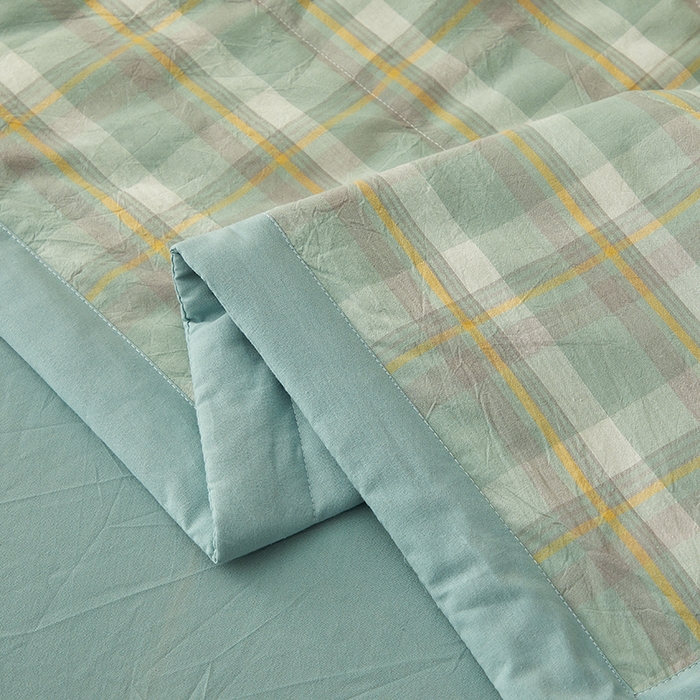 91家纺网 家纺一手货源 找家纺 暖阳 2025新款全棉色织棉花夏被 简兮绿