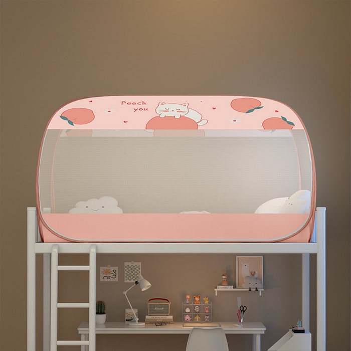 91家纺网 家纺一手货源 找家纺 佳梦家纺 2024新款学生款蒙古包蚊帐 蜜桃猫