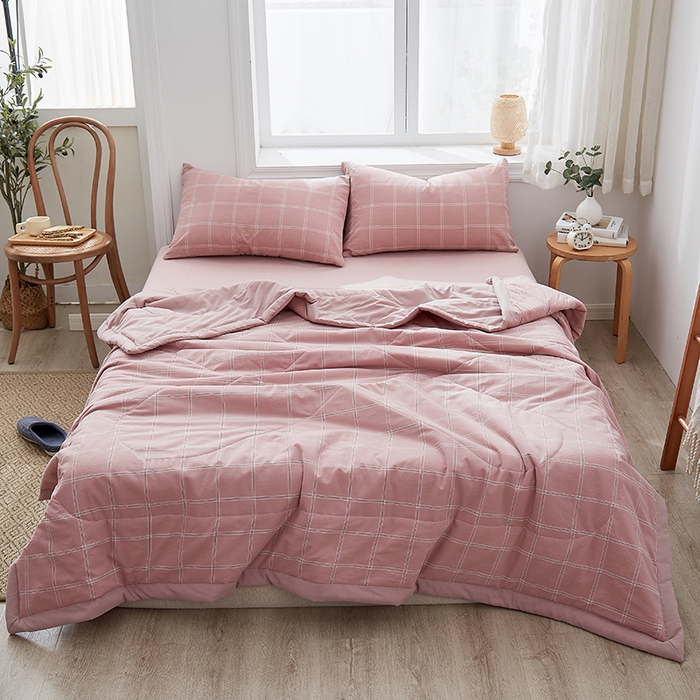 91家纺网 家纺一手货源 找家纺 暖阳 2025新款全棉色织棉花夏被 浅柔