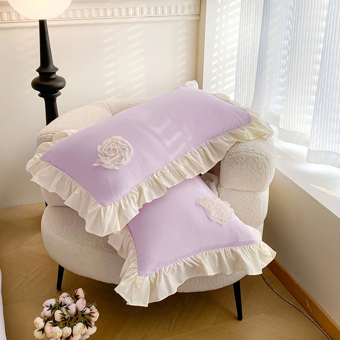 91家纺网 家纺一手货源 找家纺 水洗亲肤棉立体刺绣四件套公主风四件套 百花齐放-紫