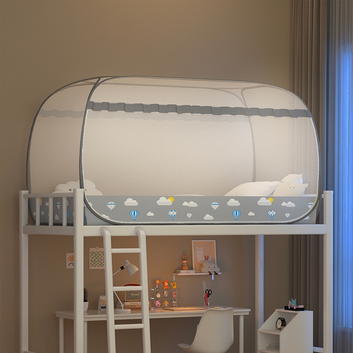 91家纺网 家纺一手货源 找家纺 佳梦家纺 2024新款学生款蒙古包蚊帐 气球灰