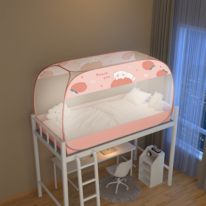 91家纺网 家纺一手货源 找家纺 佳梦家纺 2024新款学生款蒙古包蚊帐 蜜桃猫