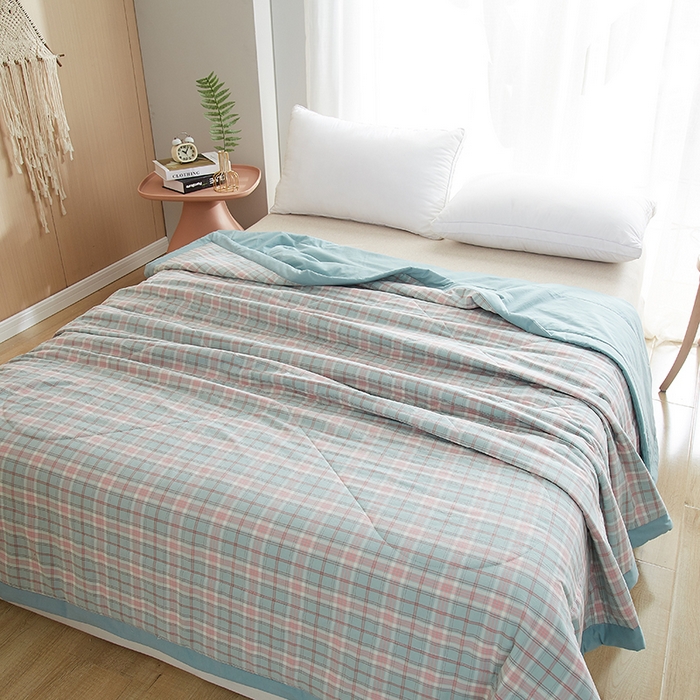 91家纺网 家纺一手货源 找家纺 暖阳 2025新款全棉色织棉花夏被 秋水