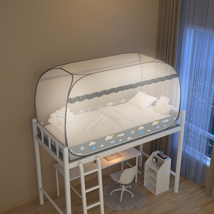 91家纺网 家纺一手货源 找家纺 佳梦家纺 2024新款学生款蒙古包蚊帐 气球灰