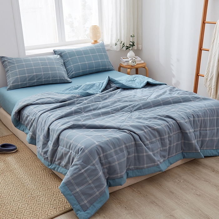 91家纺网 家纺一手货源 找家纺 暖阳 2025新款全棉色织棉花夏被 秋田